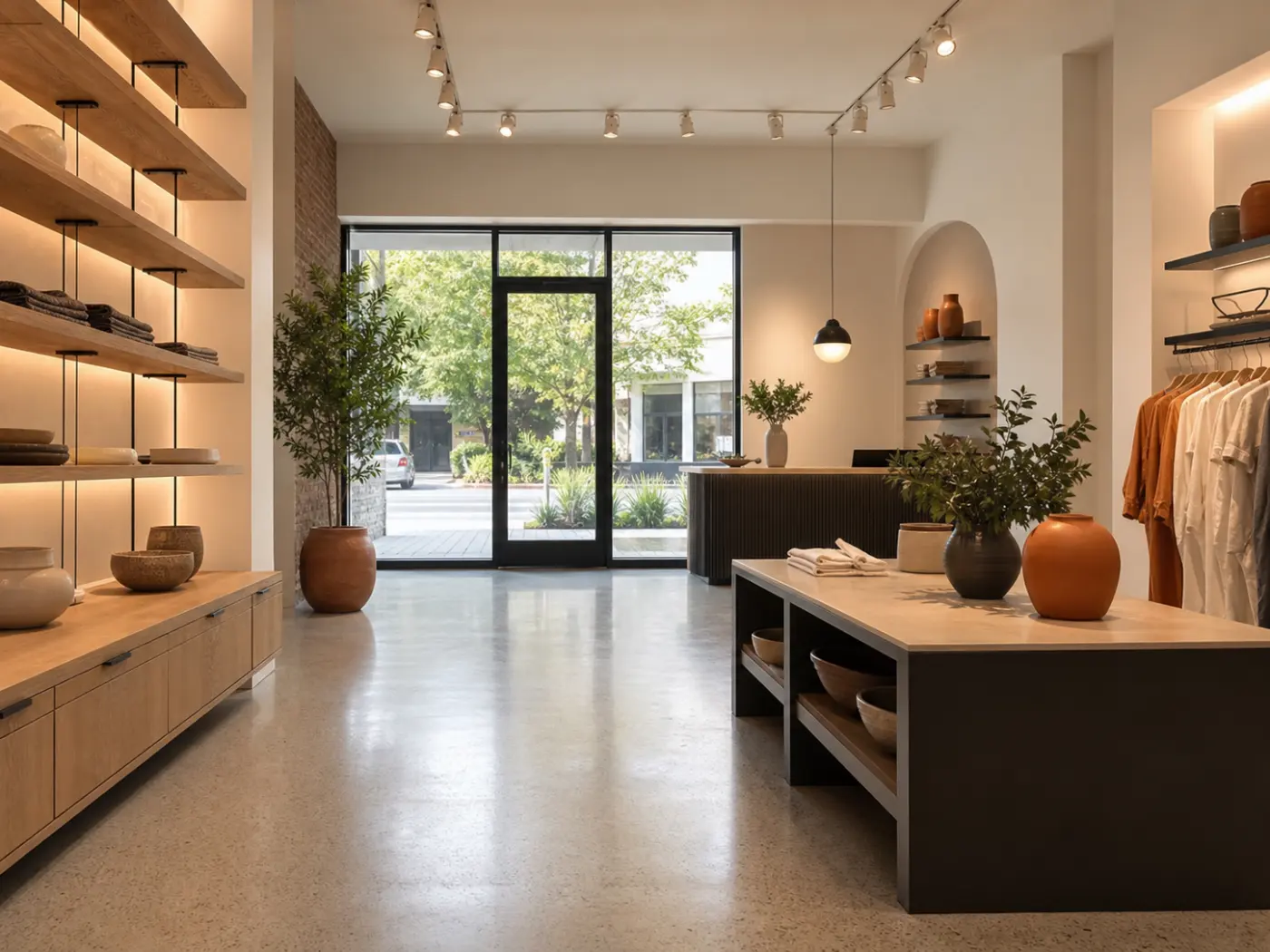 Clean modern retail interior with an open customer area